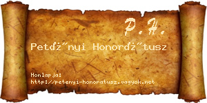 Petényi Honorátusz névjegykártya